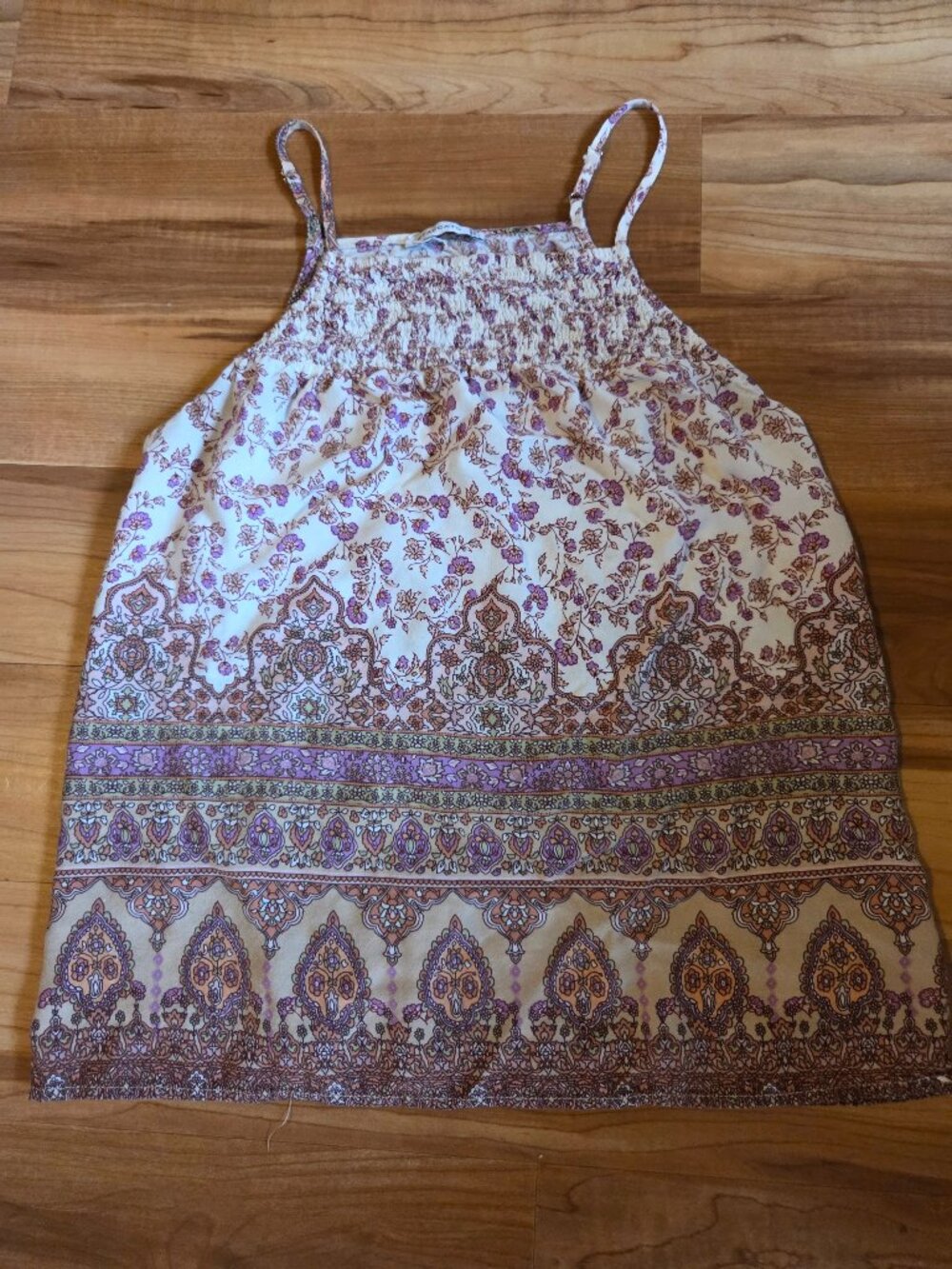 Staccato Flowy Floral Boho Smocked Peasant Tank Cottage Core Size S